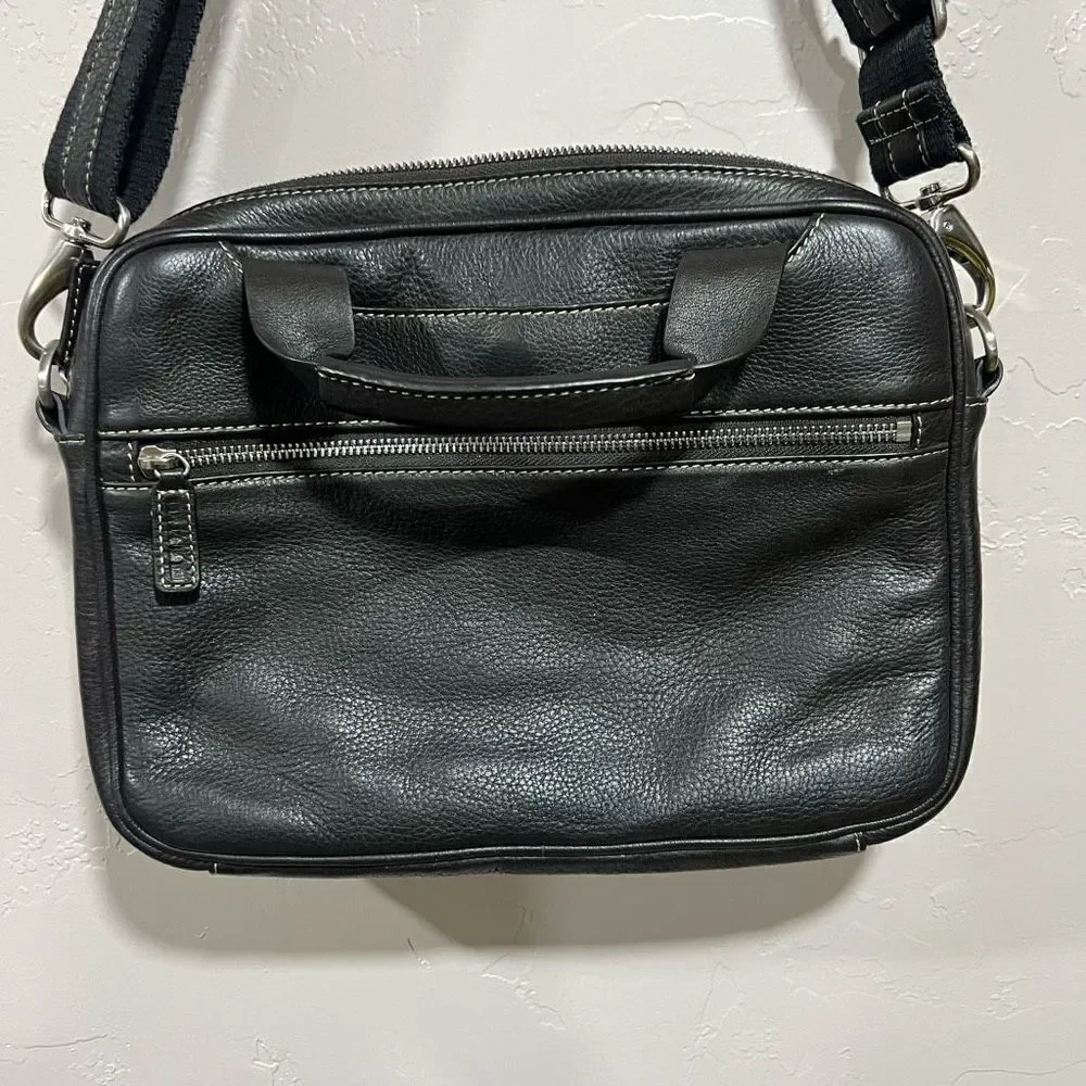 Levenger Brown Full Grain Leather Shoulder Business Bag
